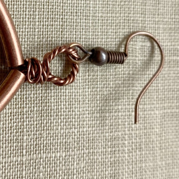 Copper Wire Wrapped Beaded Earrings - Picture 4 of 5